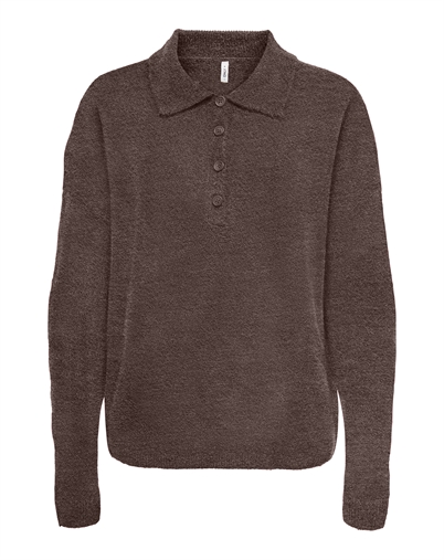  Only - ONLTalio LS Neck Strik Polo - Chocolate 